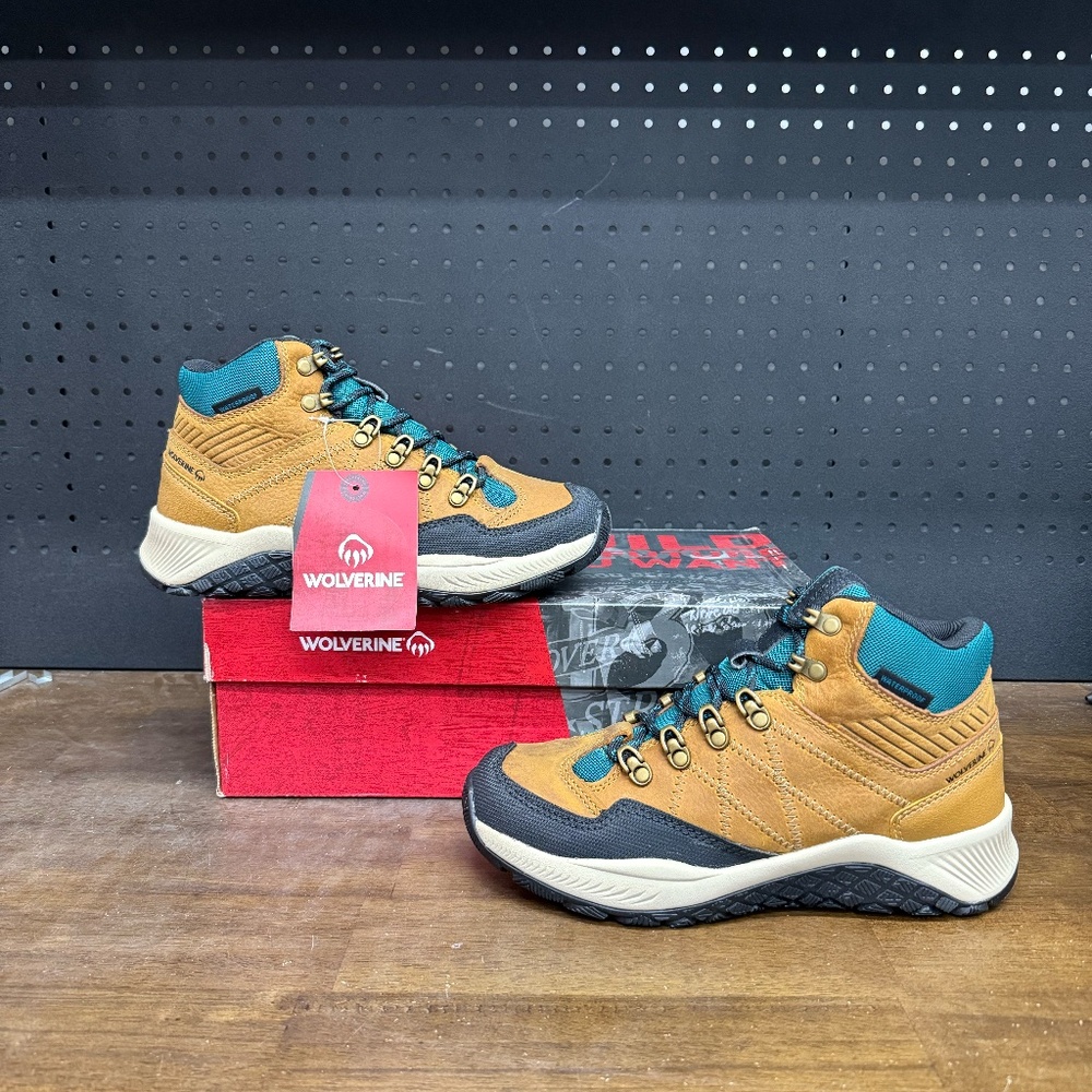 New W/ Box! Women's Wolverine Luton Mid Hiker Amber Gold Tan Outdoor Fall Boots